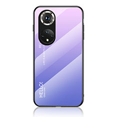 Coque Rebord Contour Silicone et Vitre Miroir Housse Etui Degrade Arc en Ciel LS1 pour Huawei Honor 50 Pro 5G Violet Clair