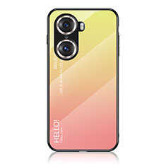 Coque Rebord Contour Silicone et Vitre Miroir Housse Etui Degrade Arc en Ciel LS1 pour Huawei Honor 60 Pro 5G Jaune