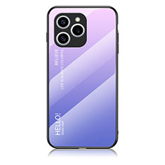 Coque Rebord Contour Silicone et Vitre Miroir Housse Etui Degrade Arc en Ciel LS1 pour Huawei Honor 60 SE 5G Violet Clair