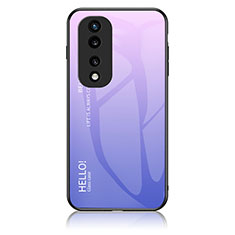 Coque Rebord Contour Silicone et Vitre Miroir Housse Etui Degrade Arc en Ciel LS1 pour Huawei Honor 70 Pro+ Plus 5G Violet Clair