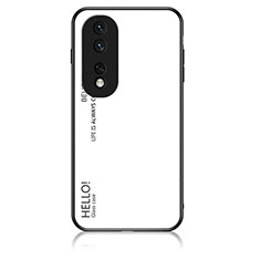 Coque Rebord Contour Silicone et Vitre Miroir Housse Etui Degrade Arc en Ciel LS1 pour Huawei Honor 80 Pro Flat 5G Blanc