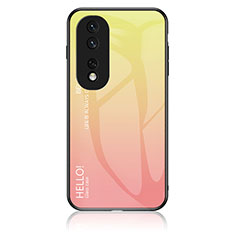 Coque Rebord Contour Silicone et Vitre Miroir Housse Etui Degrade Arc en Ciel LS1 pour Huawei Honor 80 Pro Flat 5G Jaune