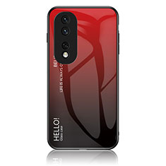 Coque Rebord Contour Silicone et Vitre Miroir Housse Etui Degrade Arc en Ciel LS1 pour Huawei Honor 80 Pro Flat 5G Rouge