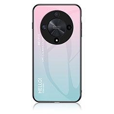 Coque Rebord Contour Silicone et Vitre Miroir Housse Etui Degrade Arc en Ciel LS1 pour Huawei Honor Magic6 Lite 5G Cyan