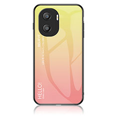 Coque Rebord Contour Silicone et Vitre Miroir Housse Etui Degrade Arc en Ciel LS1 pour Huawei Honor X40i 5G Jaune