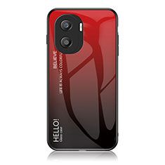 Coque Rebord Contour Silicone et Vitre Miroir Housse Etui Degrade Arc en Ciel LS1 pour Huawei Honor X40i 5G Rouge