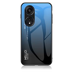 Coque Rebord Contour Silicone et Vitre Miroir Housse Etui Degrade Arc en Ciel LS1 pour Huawei Honor X5 Plus Bleu