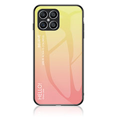 Coque Rebord Contour Silicone et Vitre Miroir Housse Etui Degrade Arc en Ciel LS1 pour Huawei Honor X8 4G Jaune