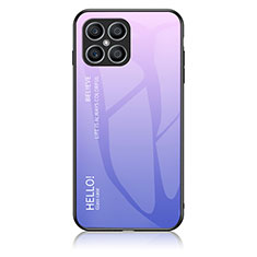 Coque Rebord Contour Silicone et Vitre Miroir Housse Etui Degrade Arc en Ciel LS1 pour Huawei Honor X8 4G Violet Clair