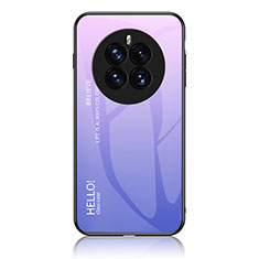 Coque Rebord Contour Silicone et Vitre Miroir Housse Etui Degrade Arc en Ciel LS1 pour Huawei Mate 50E Violet Clair