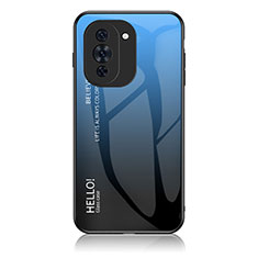 Coque Rebord Contour Silicone et Vitre Miroir Housse Etui Degrade Arc en Ciel LS1 pour Huawei Nova 10 Bleu