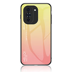 Coque Rebord Contour Silicone et Vitre Miroir Housse Etui Degrade Arc en Ciel LS1 pour Huawei Nova 10 Jaune