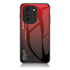 Coque Rebord Contour Silicone et Vitre Miroir Housse Etui Degrade Arc en Ciel LS1 pour Huawei Nova 10 Pro Rouge