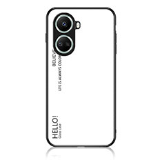 Coque Rebord Contour Silicone et Vitre Miroir Housse Etui Degrade Arc en Ciel LS1 pour Huawei Nova 10 SE Blanc