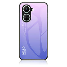 Coque Rebord Contour Silicone et Vitre Miroir Housse Etui Degrade Arc en Ciel LS1 pour Huawei Nova 10 SE Violet Clair