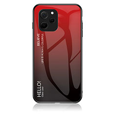 Coque Rebord Contour Silicone et Vitre Miroir Housse Etui Degrade Arc en Ciel LS1 pour Huawei Nova Y61 Rouge