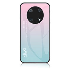 Coque Rebord Contour Silicone et Vitre Miroir Housse Etui Degrade Arc en Ciel LS1 pour Huawei Nova Y90 Cyan