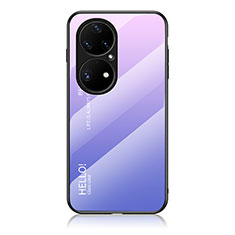 Coque Rebord Contour Silicone et Vitre Miroir Housse Etui Degrade Arc en Ciel LS1 pour Huawei P50 Pro Violet Clair