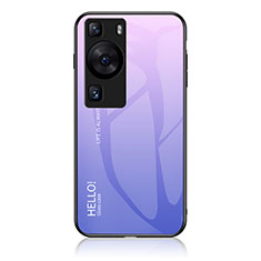 Coque Rebord Contour Silicone et Vitre Miroir Housse Etui Degrade Arc en Ciel LS1 pour Huawei P60 Pro Violet Clair