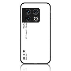 Coque Rebord Contour Silicone et Vitre Miroir Housse Etui Degrade Arc en Ciel LS1 pour OnePlus 10 Pro 5G Blanc