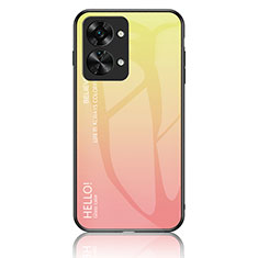 Coque Rebord Contour Silicone et Vitre Miroir Housse Etui Degrade Arc en Ciel LS1 pour OnePlus Nord 2T 5G Jaune