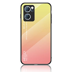 Coque Rebord Contour Silicone et Vitre Miroir Housse Etui Degrade Arc en Ciel LS1 pour OnePlus Nord CE 2 5G Jaune