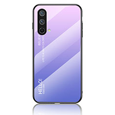 Coque Rebord Contour Silicone et Vitre Miroir Housse Etui Degrade Arc en Ciel LS1 pour OnePlus Nord CE 5G Violet Clair