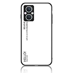 Coque Rebord Contour Silicone et Vitre Miroir Housse Etui Degrade Arc en Ciel LS1 pour OnePlus Nord N20 5G Blanc