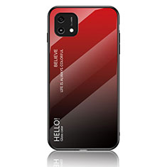 Coque Rebord Contour Silicone et Vitre Miroir Housse Etui Degrade Arc en Ciel LS1 pour Oppo A16e Rouge