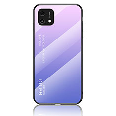 Coque Rebord Contour Silicone et Vitre Miroir Housse Etui Degrade Arc en Ciel LS1 pour Oppo A16e Violet Clair