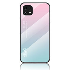 Coque Rebord Contour Silicone et Vitre Miroir Housse Etui Degrade Arc en Ciel LS1 pour Oppo A16K Cyan