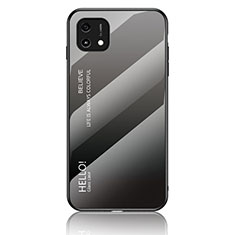 Coque Rebord Contour Silicone et Vitre Miroir Housse Etui Degrade Arc en Ciel LS1 pour Oppo A16K Gris Fonce