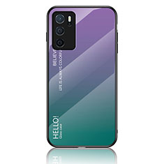 Coque Rebord Contour Silicone et Vitre Miroir Housse Etui Degrade Arc en Ciel LS1 pour Oppo A16s Mixte