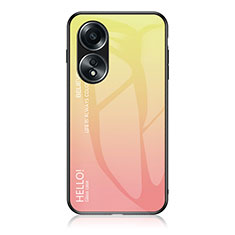 Coque Rebord Contour Silicone et Vitre Miroir Housse Etui Degrade Arc en Ciel LS1 pour Oppo A18 Jaune