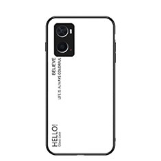 Coque Rebord Contour Silicone et Vitre Miroir Housse Etui Degrade Arc en Ciel LS1 pour Oppo A36 Blanc