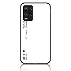 Coque Rebord Contour Silicone et Vitre Miroir Housse Etui Degrade Arc en Ciel LS1 pour Oppo A54 4G Blanc