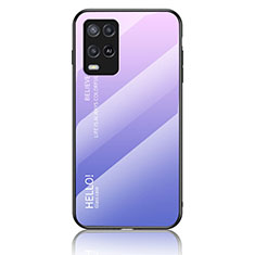 Coque Rebord Contour Silicone et Vitre Miroir Housse Etui Degrade Arc en Ciel LS1 pour Oppo A54 4G Violet Clair