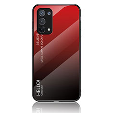 Coque Rebord Contour Silicone et Vitre Miroir Housse Etui Degrade Arc en Ciel LS1 pour Oppo A54 5G Rouge