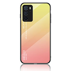 Coque Rebord Contour Silicone et Vitre Miroir Housse Etui Degrade Arc en Ciel LS1 pour Oppo A54s Jaune