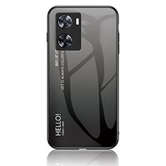 Coque Rebord Contour Silicone et Vitre Miroir Housse Etui Degrade Arc en Ciel LS1 pour Oppo A77 4G Gris Fonce