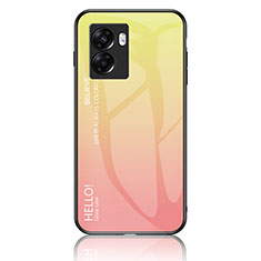 Coque Rebord Contour Silicone et Vitre Miroir Housse Etui Degrade Arc en Ciel LS1 pour Oppo A77 5G Jaune