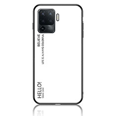 Coque Rebord Contour Silicone et Vitre Miroir Housse Etui Degrade Arc en Ciel LS1 pour Oppo A94 4G Blanc