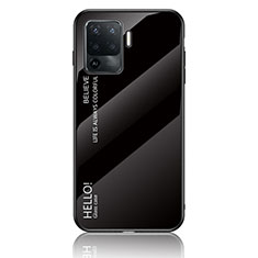 Coque Rebord Contour Silicone et Vitre Miroir Housse Etui Degrade Arc en Ciel LS1 pour Oppo A94 4G Noir