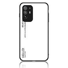 Coque Rebord Contour Silicone et Vitre Miroir Housse Etui Degrade Arc en Ciel LS1 pour Oppo A94 5G Blanc