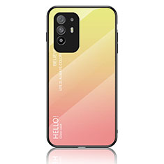 Coque Rebord Contour Silicone et Vitre Miroir Housse Etui Degrade Arc en Ciel LS1 pour Oppo A94 5G Jaune