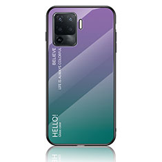 Coque Rebord Contour Silicone et Vitre Miroir Housse Etui Degrade Arc en Ciel LS1 pour Oppo F19 Pro Mixte