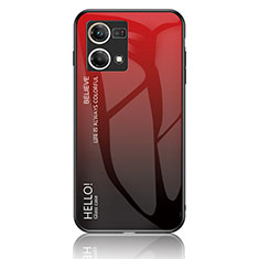 Coque Rebord Contour Silicone et Vitre Miroir Housse Etui Degrade Arc en Ciel LS1 pour Oppo F21s Pro 4G Rouge