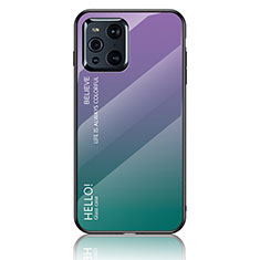 Coque Rebord Contour Silicone et Vitre Miroir Housse Etui Degrade Arc en Ciel LS1 pour Oppo Find X3 Pro 5G Mixte