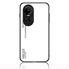 Coque Rebord Contour Silicone et Vitre Miroir Housse Etui Degrade Arc en Ciel LS1 pour Oppo Reno10 Pro 5G Blanc