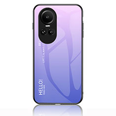 Coque Rebord Contour Silicone et Vitre Miroir Housse Etui Degrade Arc en Ciel LS1 pour Oppo Reno10 Pro 5G Violet Clair